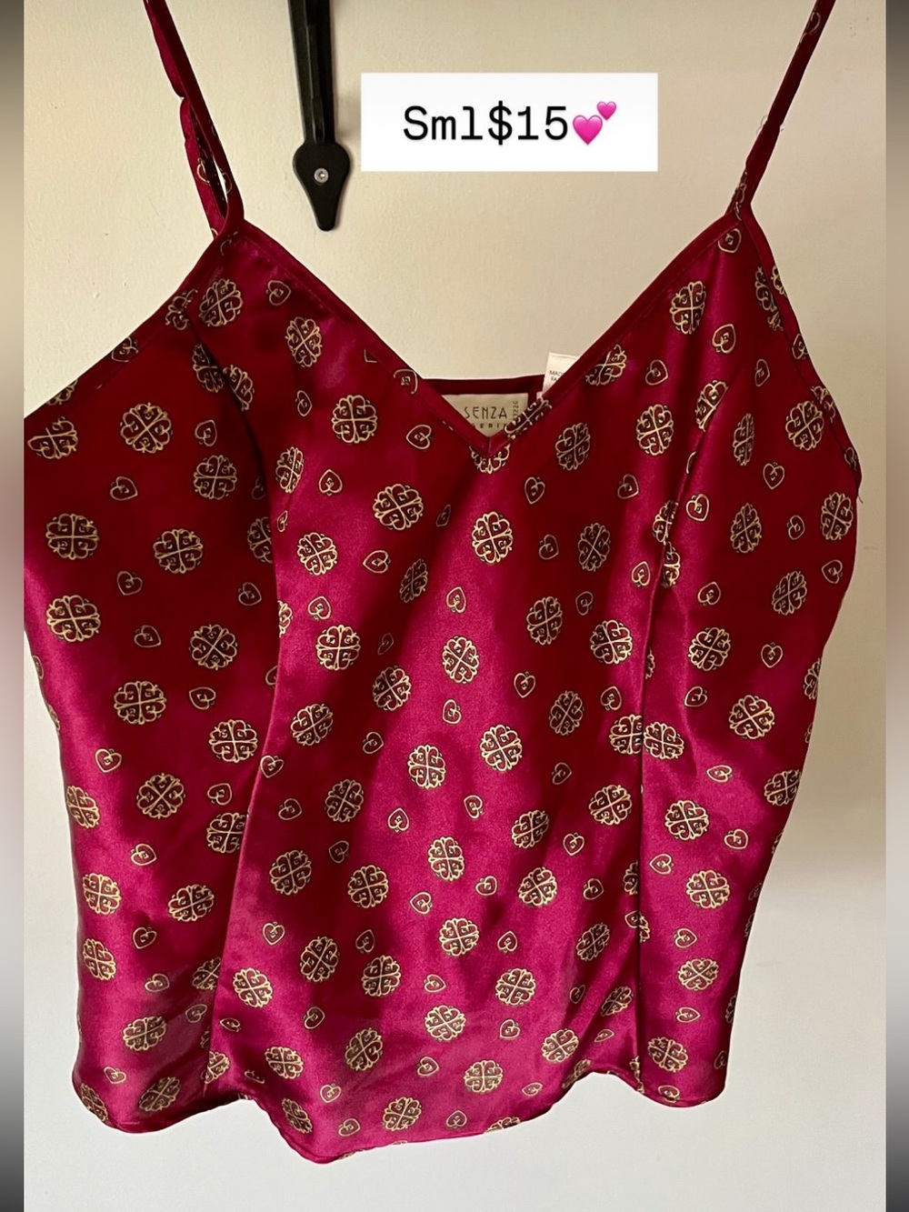 Wine Red Satin Camisole Top